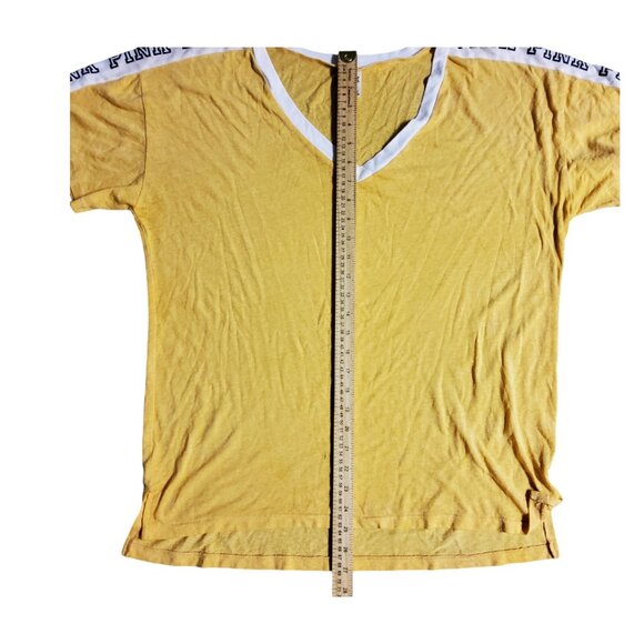 PINK Victoria's Secret Boyfriend Tee Women’s Large Yellow Oversized V-Neck Top - Picture 6 of 8
